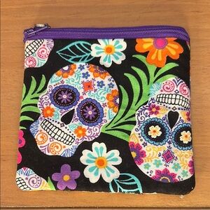 Colorful Sugar Skull Print Coin Purse